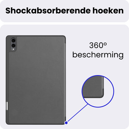 Samsung Galaxy Tab S11 Ultra Trifold Bookcase Hoes met Penhouder voor S Pen - Grijs