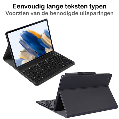 Samsung Galaxy Tab A8 Hoesje Toetsenbord Case Kunstleer - Zwart