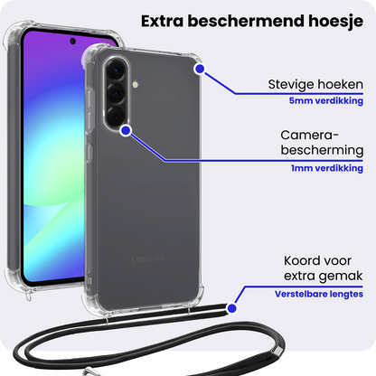 Samsung A56 Hoesje met Koord Backcover Shockproof - Transparant