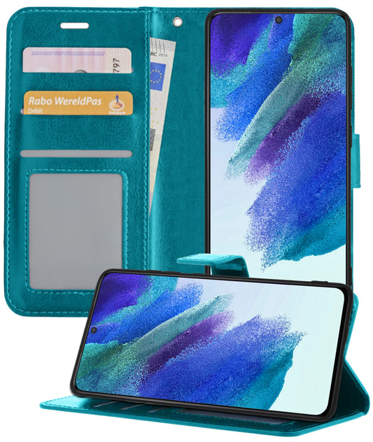 Samsung S21 FE Hoesje Book Case Kunstleer - Turquoise