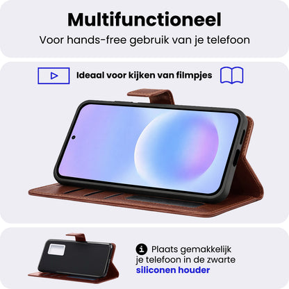 Samsung A57 Hoesje Bookcase Cover met Kaarthouder - Bruin