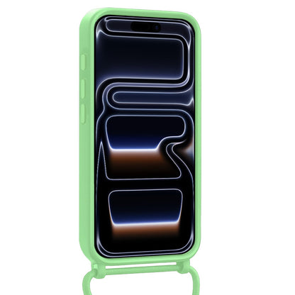 iPhone 17 Pro Hoesje Met Telefoonkoord en Pasjeshouder Siliconen - Groen