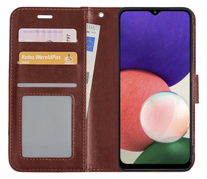 Samsung M22 Hoesje Bookcase Cover met Kaarthouder - Bruin