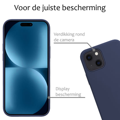 iPhone 15 Hoesje Siliconen Backcover Lichtgewicht - Donkerblauw
