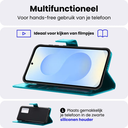 Samsung S25 Edge Hoesje Bookcase Cover met Kaarthouder - Turquoise