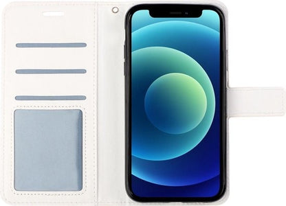 iPhone 12 Pro Max Hoesje Bookcase Cover met Kaarthouder - Wit