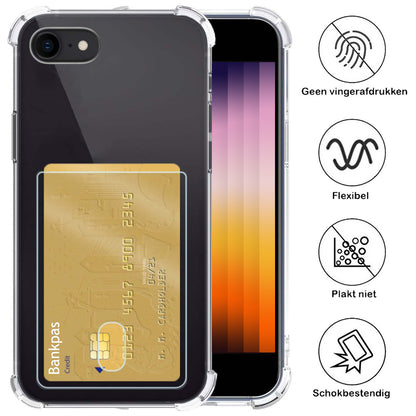 iPhone SE 2022 Hoesje Kaarthouder Backcover Shockproof - Transparant