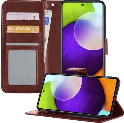 Samsung A52 5G Hoesje Bookcase Cover met Kaarthouder - Bruin