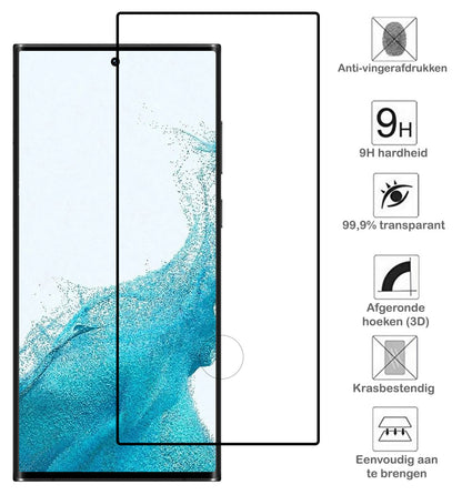 Samsung S22 Ultra Screenprotector Full Cover Tempered Glass