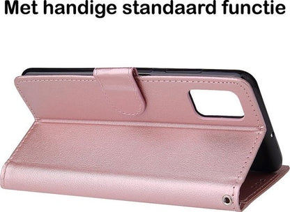 Samsung A51 Hoesje Bookcase Cover met Kaarthouder - Rosé goud