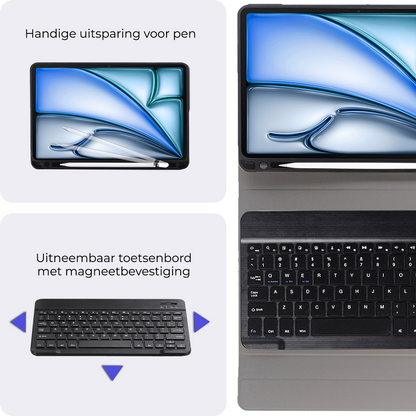 iPad Air 2024 / 2025 (11 inch) Toetsenbord Hoes met Uitneembaar toetsenbord - Zwart