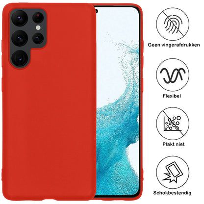 Samsung S22 Ultra Hoesje Siliconen Backcover Lichtgewicht - Rood