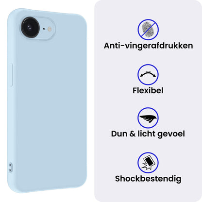 iPhone 16e Hoesje Siliconen Backcover Lichtgewicht - Lichtblauw