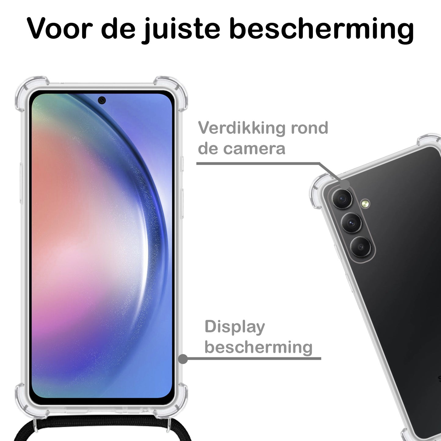 Samsung A54 Hoesje met Koord Siliconen - Transparant