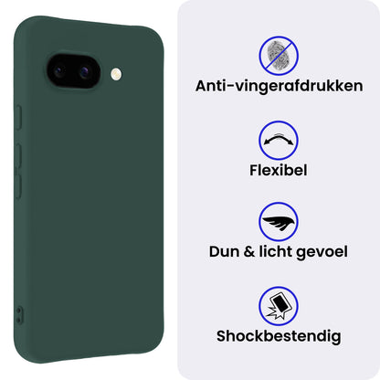Google Pixel 9a Hoesje Siliconen Backcover Lichtgewicht - Donkergroen