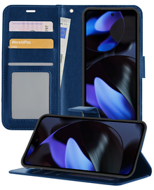 Google Pixel 10 Pro XL Hoesje Bookcase Cover met Kaarthouder - Donkerblauw