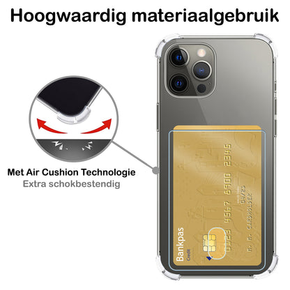 iPhone 14 Pro Max Hoesje Kaarthouder Backcover Shockproof - Transparant