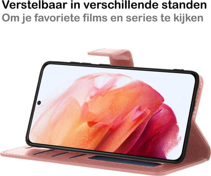 Samsung S21 Hoesje Bookcase Cover met Kaarthouder - Rosé goud