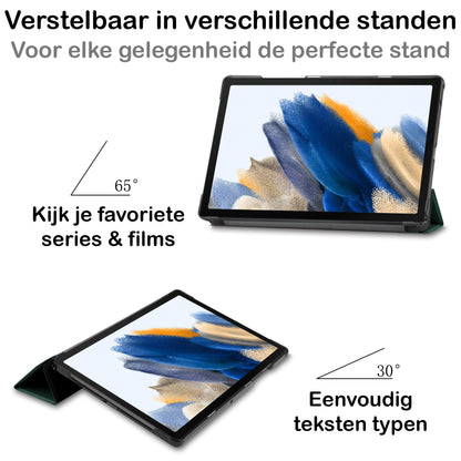 Samsung Galaxy Tab A8 Trifold Bookcase Hoes - Donkergroen