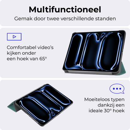 iPad Pro 2024 (11 inch) Trifold Bookcase Hoes - Donkergroen