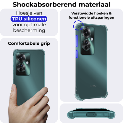 OPPO Reno 11F Hoesje Shockproof Backcover Siliconen - Transparant
