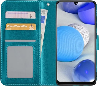 Samsung A42 Hoesje Bookcase Cover met Kaarthouder - Turquoise