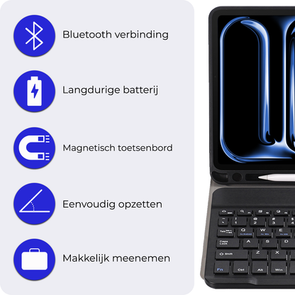 iPad Pro 2024 (11 inch) Toetsenbord Hoes met Uitneembaar toetsenbord - Zwart
