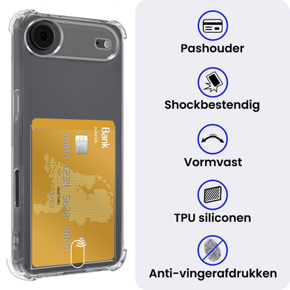 iPhone Air Hoesje Kaarthouder Backcover Shockproof - Transparant