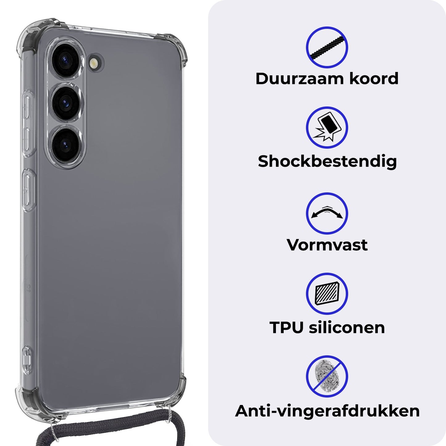 iPhone 16 Hoesje met Koord Siliconen - Transparant