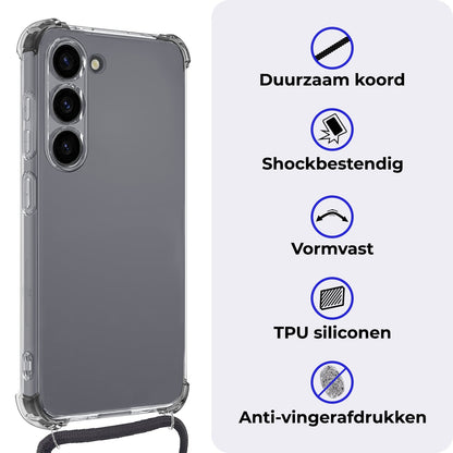 iPhone 16 Hoesje met Koord Siliconen - Transparant