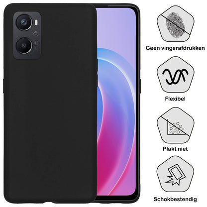 OPPO A96 Hoesje Siliconen Backcover Lichtgewicht - Zwart