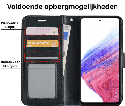 Samsung A53 Hoesje Bookcase Cover met Kaarthouder - Zwart