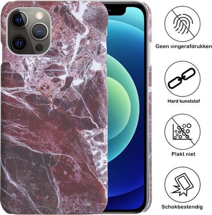 iPhone 12 Pro Max Hoesje Marmer Hard Case Cover - Rood