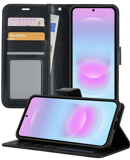 Samsung A37 Hoesje Bookcase Cover met Kaarthouder - Zwart