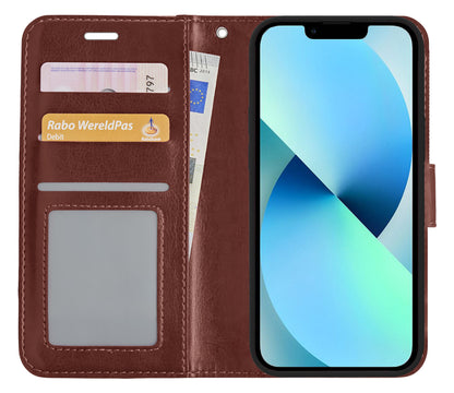 iPhone 13 Pro Hoesje Bookcase Cover met Kaarthouder - Bruin