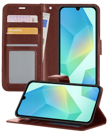 Samsung A16 Hoesje Bookcase Cover met Kaarthouder - Bruin