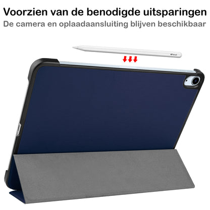 iPad Air 2022 Trifold Bookcase Hoes - Donkerblauw