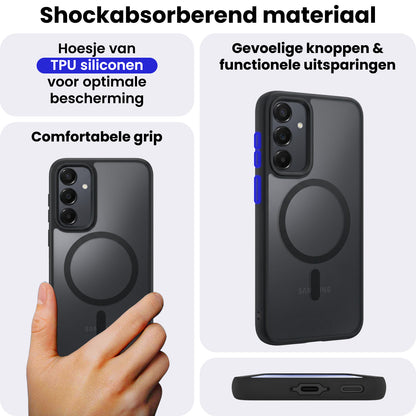 Samsung A55 Hoesje Geschikt voor Magsafe Backcover Shockproof - Zwart
