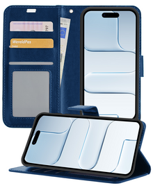 iPhone Air Hoesje Bookcase Cover met Kaarthouder - Donkerblauw