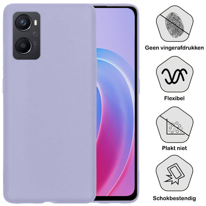 OPPO A76 Hoesje Siliconen Backcover Lichtgewicht - Lila