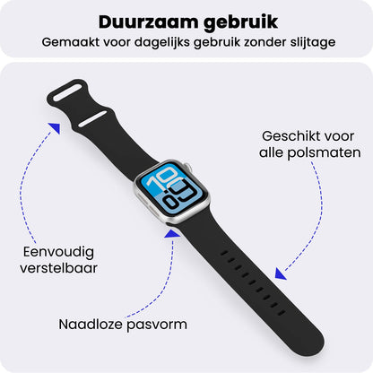 Apple Watch 1, 2, 3, 4, 5, 6, 7, 8, 9, SE - 38/40/41 mm Bandje Siliconen met verstelbare polsband - Zwart