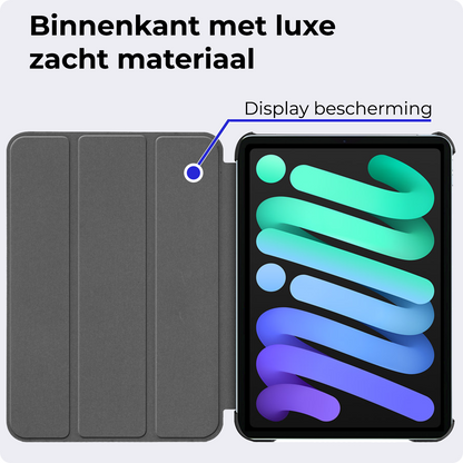 iPad Mini 7 Trifold Bookcase Hoes - Lichtblauw