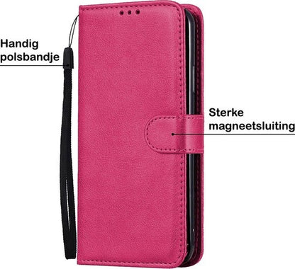 Samsung A71 Hoesje Bookcase Cover met Kaarthouder - Donkerroze