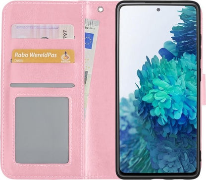 Samsung S20 FE Hoesje Bookcase Cover met Kaarthouder - Lichtroze