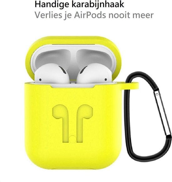 AirPods Hoesje Siliconen 3-in-1 met Clip - Geel