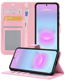 Samsung A37 Hoesje Bookcase Cover met Kaarthouder - Lichtroze
