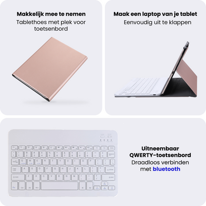 Samsung Galaxy Tab A11 Plus Toetsenbord Hoes met Uitneembaar toetsenbord - Rosé goud