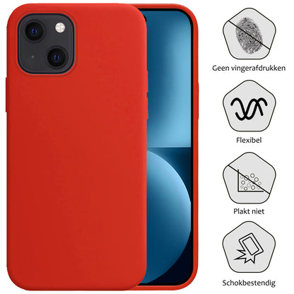 iPhone 15 Plus Hoesje Siliconen Backcover Lichtgewicht - Rood