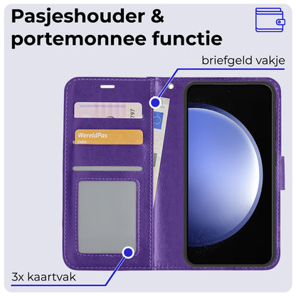 Samsung S23 FE Hoesje Book Case Kunstleer - Paars