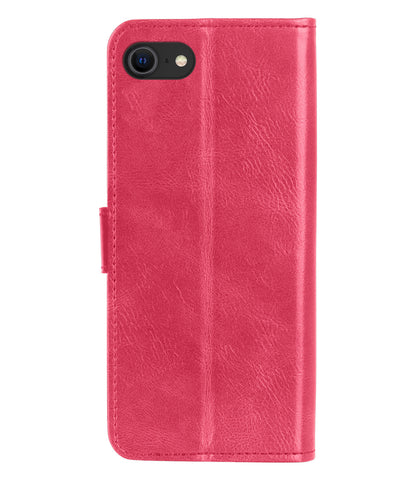 iPhone SE 2022 Hoesje Bookcase Cover met Kaarthouder - Donkerroze